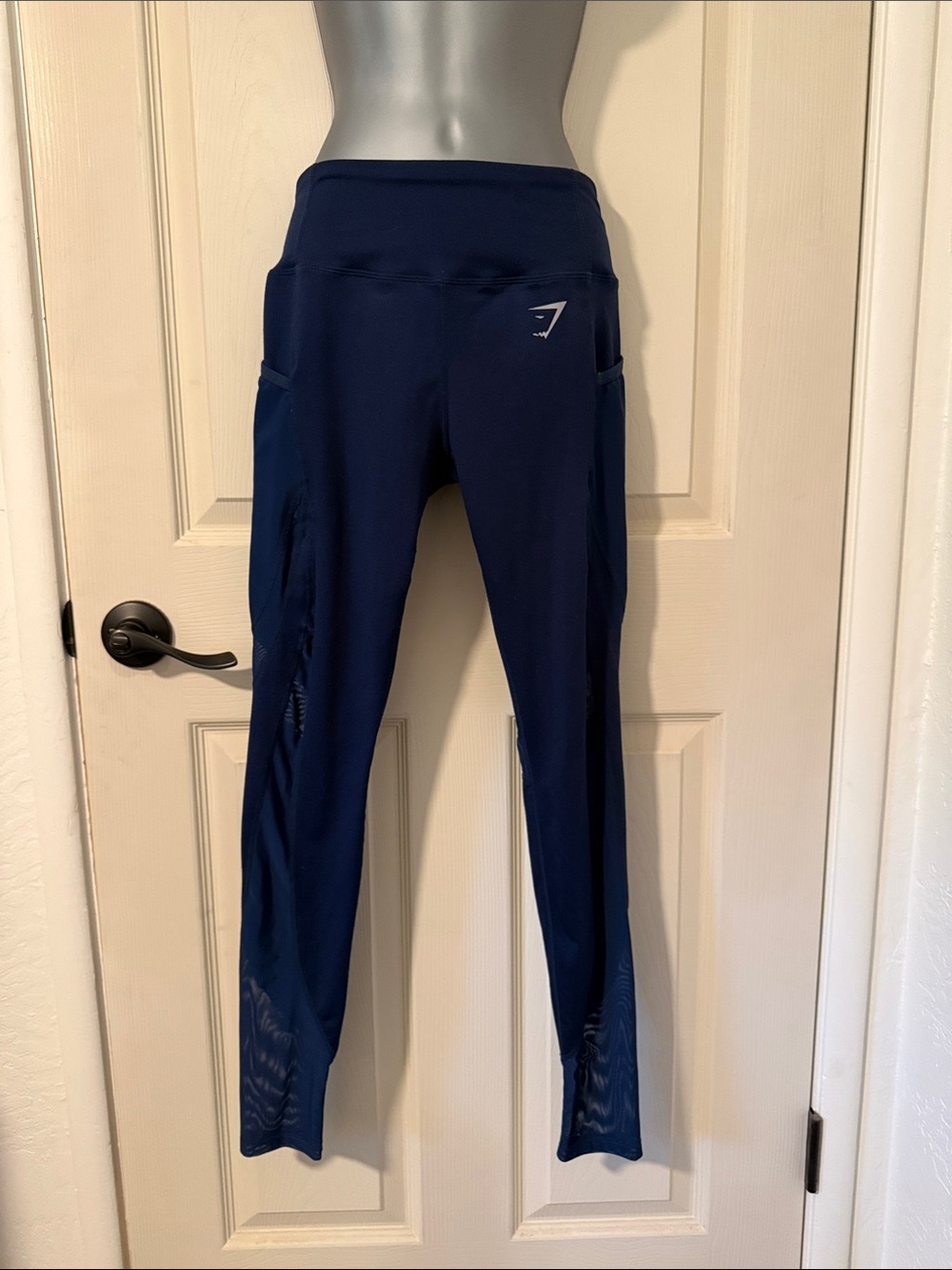 Gymshark Navy Blue High-Waist Leggings with Side Pockets